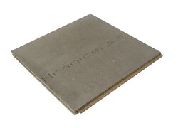 Zementgebundene Spanplatte Cetris, graubraune Platte, liegend, in der schrägen Draufsicht