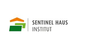 Das Logo des Sentinel Haus Instituts in Schriftform, im typischen grün und orange
