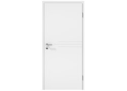 Signum, weißes geschlossene Tür mit drei horizontalen Streifen