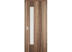 Optima LÖ, Holztür mittelbraun, geschlossen mit Milchglas-Fenster