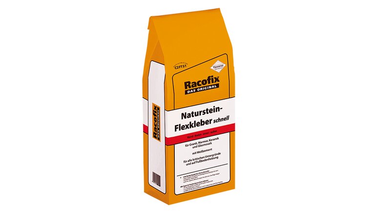 Racofix Naturstein-Flexkleber schnell, im orangefarbenen Sack, stehend