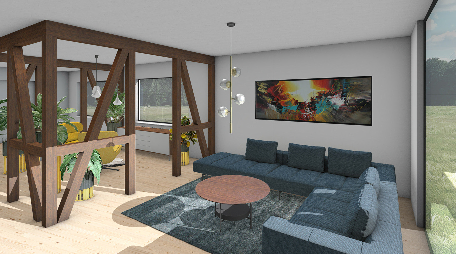 Wedox Objektreferenz Wohnzimmer in 3D Simulation