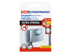 tesa Powerbond ultra strong pads, Produkt in einer weißen Verpackung Maße 9x6cmx2cm