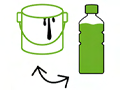 Eimer und Flaschen Symbol